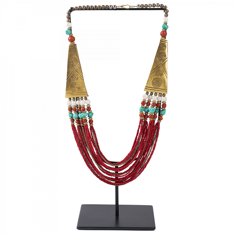 Ожерелье на подставке NECKLACE RED AND BRASS Латунь Красный Ожерелье на подставке NECKLACE RED AND BRASS Латунь Красный в Грозном | Loft Concept