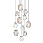 Люстра каскадная с 11-ю круглыми плафонами из рельефного стекла Disc Light варинант исполнения - 1 | Loft Concept в Грозном