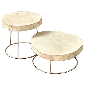 Комплект столиков Saw Cut Beige Wood Coffee Table
