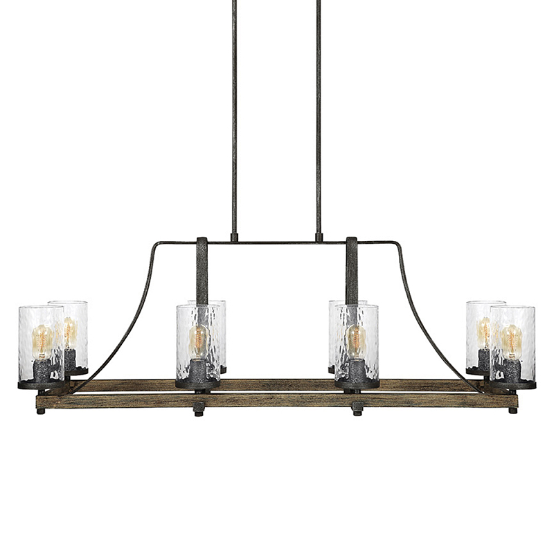 Люстра подвесная с восемью прозрачными стеклянными цилиндрическими плафонами в стиле лофт Feiss Черный Коричневый Прозрачное Стекло в Грозном | Loft Concept 