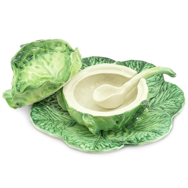Супница SOUP BOWL CABBAGE W/PLATE D20 Зеленый Супница SOUP BOWL CABBAGE W/PLATE D20 Зеленый в Грозном | Loft Concept