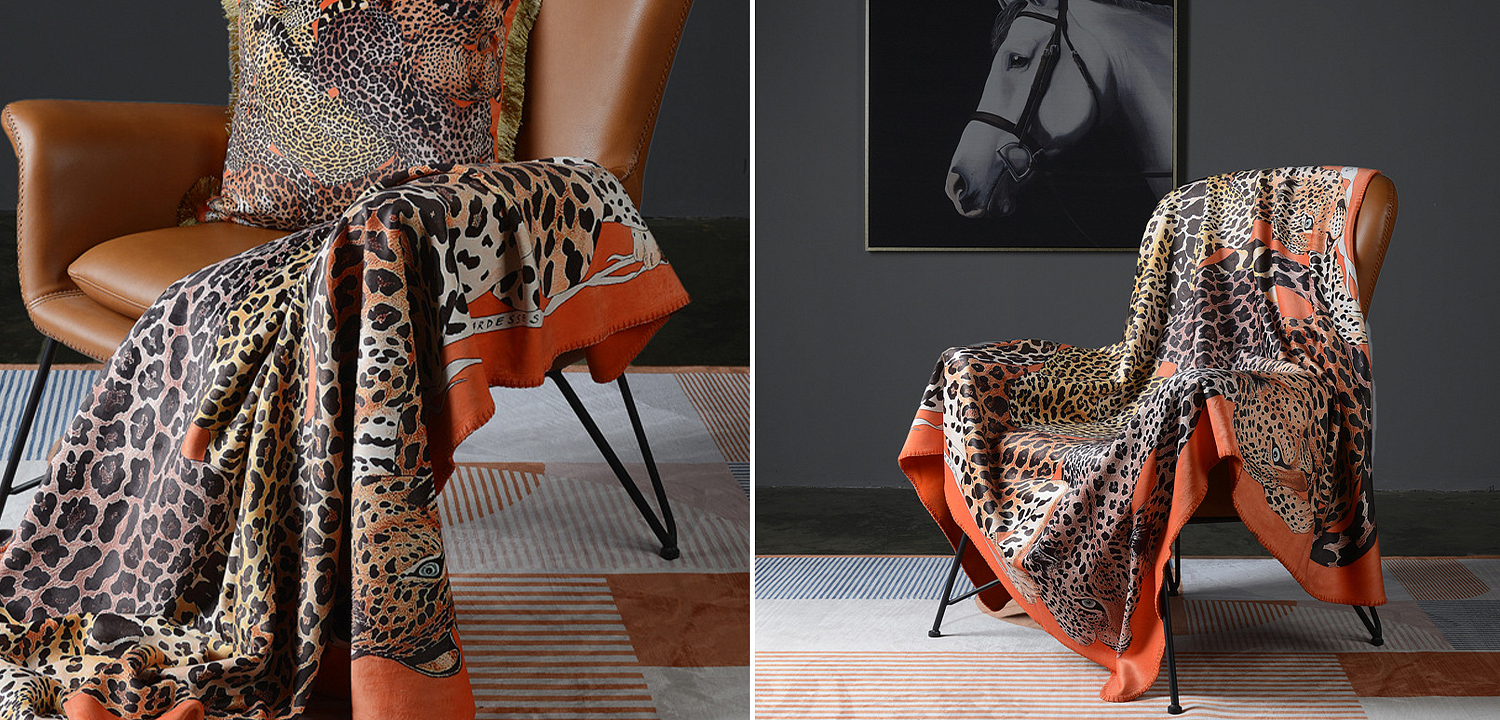Плед Hermes Leopards Orange Плед Hermes Leopards Orange - Loft-Concept в Грозном