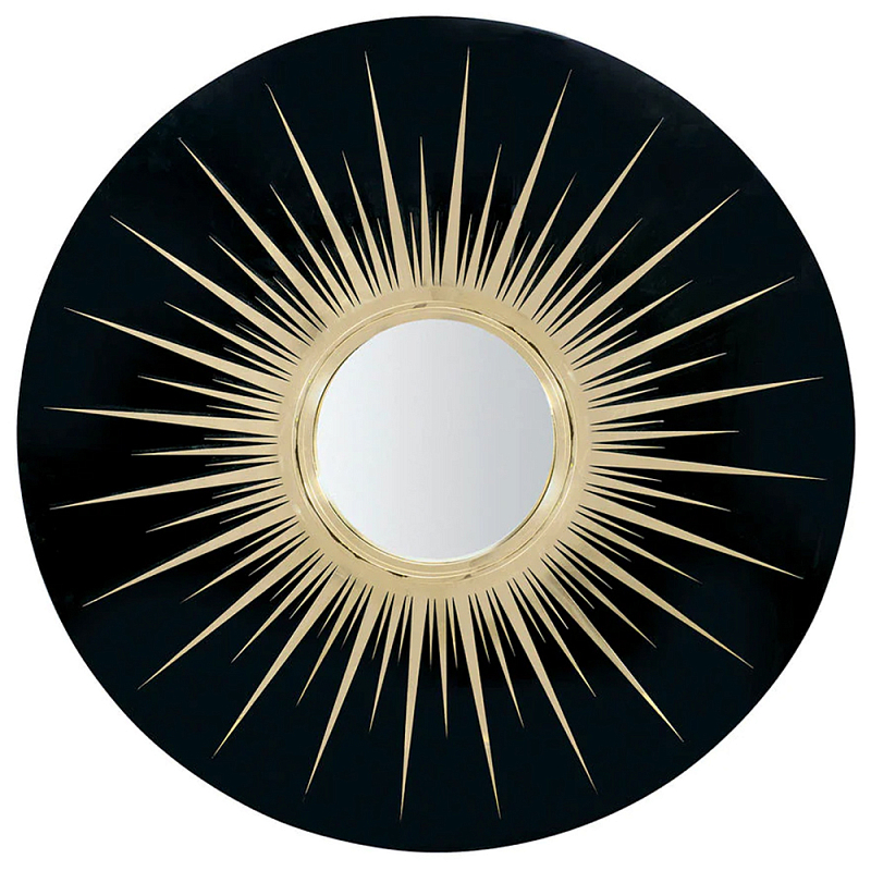 Настенное круглое зеркало Romilly Round Mirror Black Черный Золотой Настенное круглое зеркало Romilly Round Mirror Black Черный Золотой в Грозном | Loft Concept