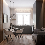 Серый матовый кухонный гарнитур с фасадом под дерево Vincens Kitchen Set варинант исполнения - 2 | Loft Concept в Грозном