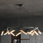 Люстра круглая с трубчатыми лампочками Vanguard Circle варинант исполнения - 3 | Loft Concept в Грозном