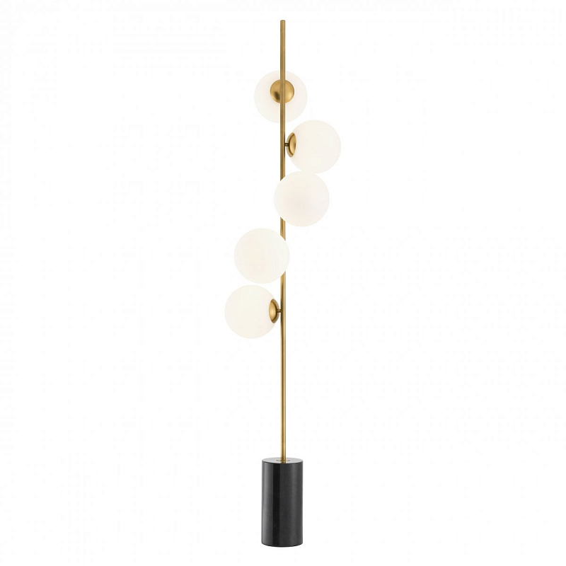 Торшер Eichholtz Floor Lamp Tempo Brass Белый Латунь Античная полированная Черный Мрамор Nero Торшер Eichholtz Floor Lamp Tempo Brass Белый Латунь Античная полированная Черный Мрамор Nero в Грозном | Loft Concept