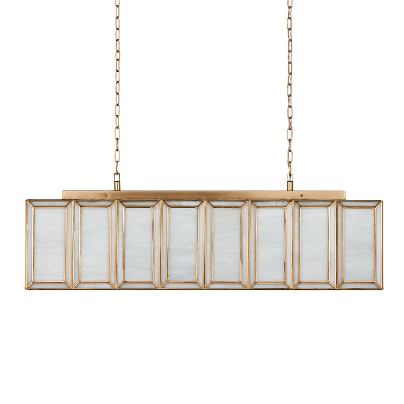 Люстра прямоугольная с каркасом золотого цвета Soft Glow Lamps Золотой Молочный в Грозном | Loft Concept 