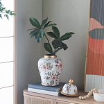 Ваза с нежным цветочным узором в пастельных тонах и крышкой с золотым акцентом Chinoiserie Ceramics варинант исполнения - 6 | Loft Concept в Грозном