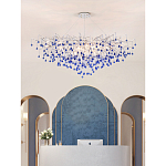 Люстра овальная с синими стеклянными подвесками в форме капель FAIRYTREE Light варинант исполнения - 3 | Loft Concept в Грозном