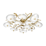 Потолочная люстра круглая ветвистыми бронзовыми элементами и стеклянными рифлеными дисками Textured Glass Chandelier варинант исполнения - 3 | Loft Concept в Грозном