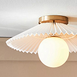 Потолочный светильник с белым плиссированным абажуром Headquarters варинант исполнения - 2 | Loft Concept в Грозном