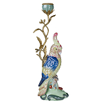 Подсвечник в образе попугая из фарфора с бронзовыми элементами Eden Garden варинант исполнения - 1 | Loft Concept в Грозном