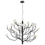 Люстра подвесная черного цвета с ветвями и белыми фарфоровыми цветами Floralis варинант исполнения - 10 | Loft Concept в Грозном