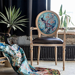 Полукресло из массива бука с сиденьем из экокожи и цветочным принтом на спинке Chinoiserie Garden Chair варинант исполнения - 5 | Loft Concept в Грозном