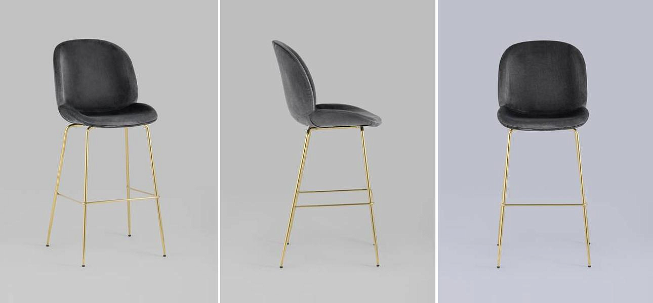 Барный Стул Серый Велюр Vendramin Chair Барный Стул Серый Велюр Vendramin Chair - Loft-Concept в Грозном