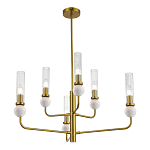 Люстра с 6-ю плафонами в форме стеклянных трубок и мраморных декоративных элементов Montreal варинант исполнения - 4 | Loft Concept в Грозном