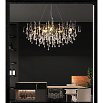 Люстра черная с прозрачными стеклянными подвесками в форме капель FAIRYTREE Light варинант исполнения - 5 | Loft Concept в Грозном