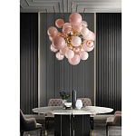 Люстра розовые шары на золотом каркасе Pink Light Bubbles варинант исполнения - 3 | Loft Concept в Грозном