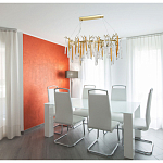 Люстра линейная золотого цвета с декоративными ветвями и длинными стеклянными подвесками в форме сосулек Droplet Chandelier варинант исполнения - 10 | Loft Concept в Грозном