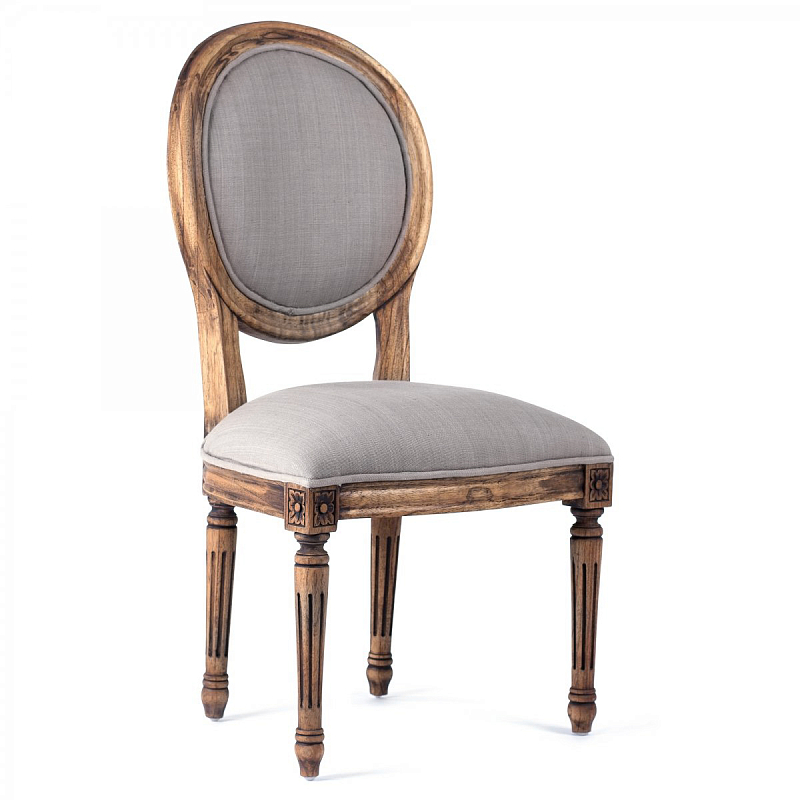 Стул REGENCY MEDALLION CHAIR Brown Linen Дерево Акация Серый Стул REGENCY MEDALLION CHAIR Brown Linen Дерево Акация Серый в Грозном | Loft Concept