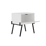 Прикроватная тумба белая с откидной резной дверцей на 4-х металлических ножках NAIVE NIGHTSTAND WHITE варинант исполнения - 1 | Loft Concept в Грозном