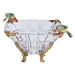 Чаша из прозрачного стекла на бронзовых ножках с фигурками попугаев Eden Garden варинант исполнения - 1 | Loft Concept в Грозном