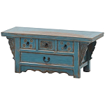 Деревянная ТВ-тумба в китайском стиле с 4-мя ящиками и резным декором голубая Luo Chinese TV Stand Blue варинант исполнения - 2 | Loft Concept в Грозном