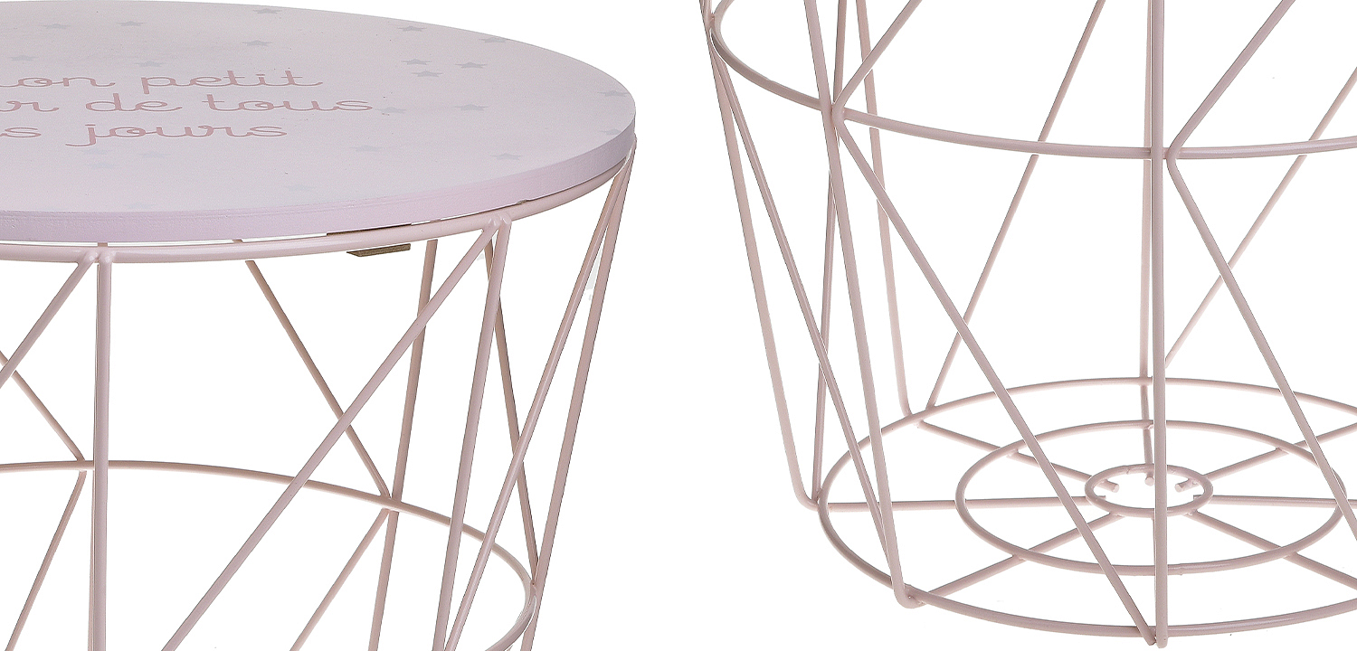 Круглый приставной стол-корзина Pink Wire Basket Side Table Круглый приставной стол-корзина Pink Wire Basket Side Table - Loft-Concept в Грозном