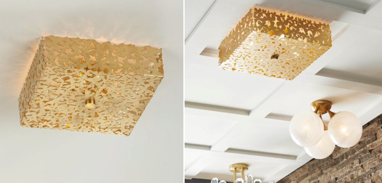 Светильник квадратный с золотыми бабочками Tommy Mitchell Square Butterfly Flush-Mount Light Светильник квадратный с золотыми бабочками Tommy Mitchell Square Butterfly Flush-Mount Light - Loft-Concept в Грозном