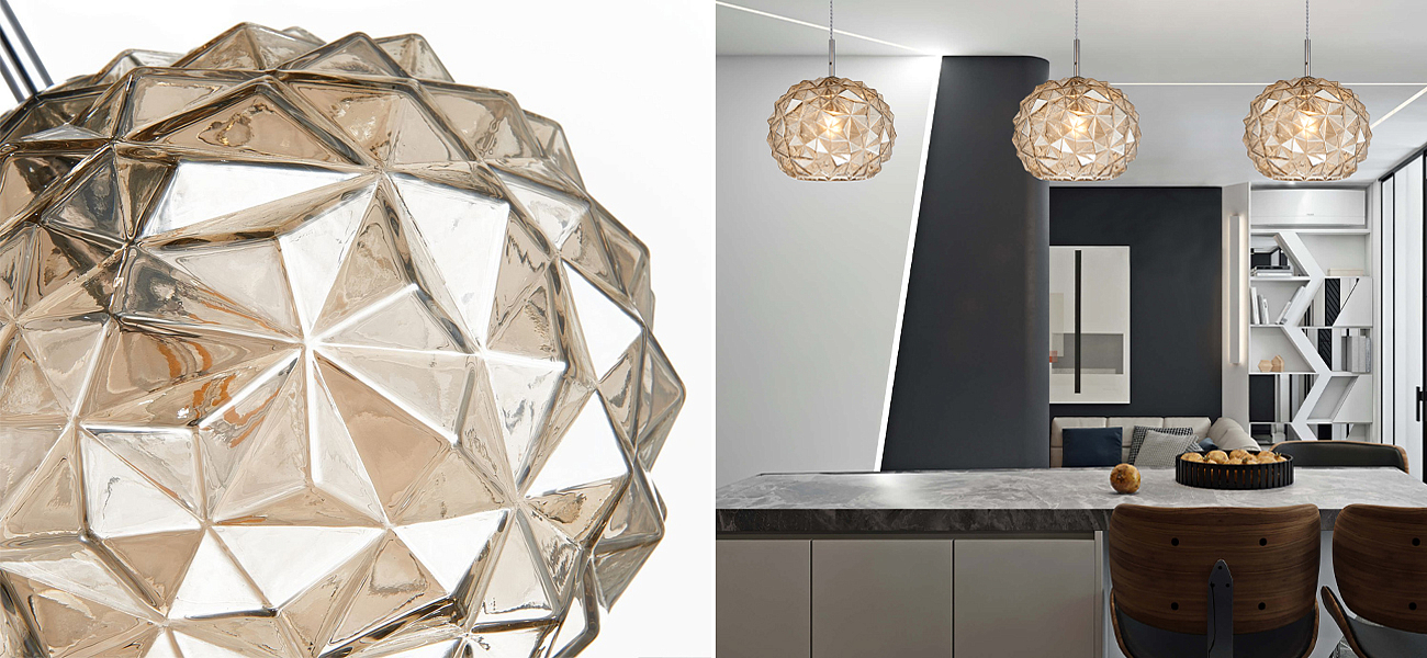 Подвесной светильник коньячного цвета Geometry Glass Подвесной светильник коньячного цвета Geometry Glass - Loft-Concept в Грозном