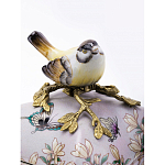 Шкатулка фиолетового цвета с рисунком бабочек и крышкой с фигуркой птицы на ветке Eden Garden варинант исполнения - 4 | Loft Concept в Грозном