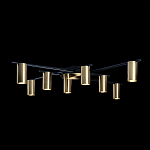 Потолочный светильник с 8-ю цилиндрическими плафонами цвета латунь TRIBES CHANDELIER варинант исполнения - 3 | Loft Concept в Грозном