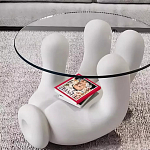 Дизайнерский журнальный стол с круглой прозрачной столешницей на белом фигурном основании Luqak варинант исполнения - 2 | Loft Concept в Грозном