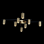 Потолочный светильник с 8-ю цилиндрическими плафонами цвета латунь TRIBES CHANDELIER варинант исполнения - 1 | Loft Concept в Грозном