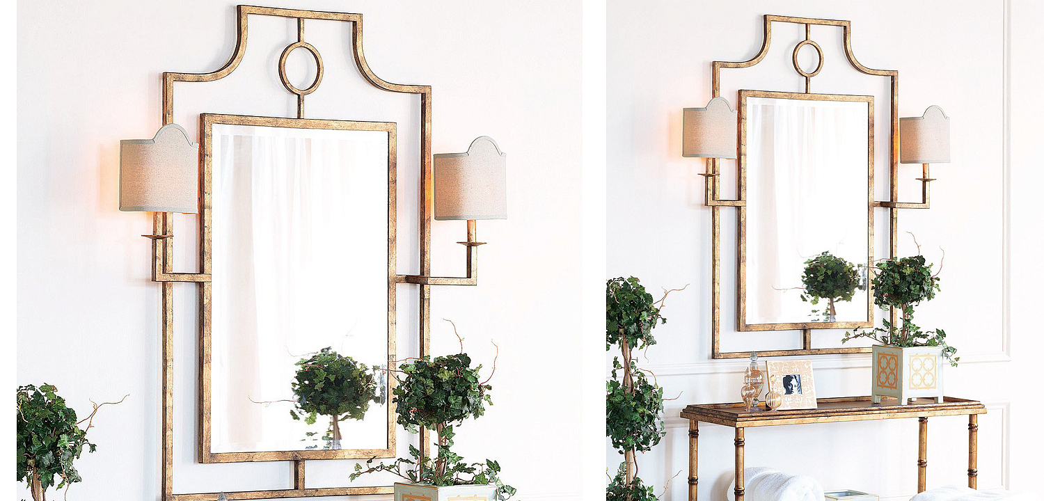 Зеркало с бра Mirror with Sconces Dairile Gold Зеркало с бра Mirror with Sconces Dairile Gold - Loft-Concept в Грозном
