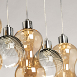 Люстра с 3-мя плафонами волнообразной формы цвета янтарь и 2-мя прозрачными шарообразными плафонами Lucid Rain  варинант исполнения - 8 | Loft Concept в Грозном