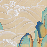 Обои ручная роспись Matsushima Waves Kano on Edo Straw India tea paper варинант исполнения - 2 | Loft Concept в Грозном