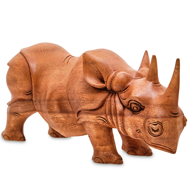Статуэтка деревянная в виде носорога Rhino Horn Коричневый Статуэтка деревянная в виде носорога Rhino Horn Коричневый в Грозном | Loft Concept