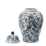 Ваза с крышкой и бело-синим цветочным узором Blue & White Ornament  варинант исполнения - 1 | Loft Concept в Грозном