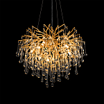 Люстра подвесная с прозрачными стеклянными подвесками в форме капель Диаметр 60 см Droplet Chandelier варинант исполнения - 9 | Loft Concept в Грозном