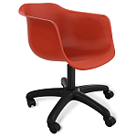 Стул пластиковый красного цвета на колесиках с подъемно-поворотным механизмом Eames Red варинант исполнения - 1 | Loft Concept в Грозном