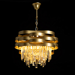 Люстра цвета матового золота с металлическими лентами и длинными прозрачными подвесками Gilded Waves варинант исполнения - 3 | Loft Concept в Грозном