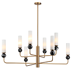 Люстра на штанге с 8-ю цилиндрическими матовыми плафонами и шарами из камня Orb Essence варинант исполнения - 5 | Loft Concept в Грозном