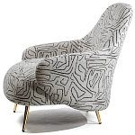 Кресло мягкое с принтом на золотистых ножках Onlooker варинант исполнения - 1 | Loft Concept в Грозном
