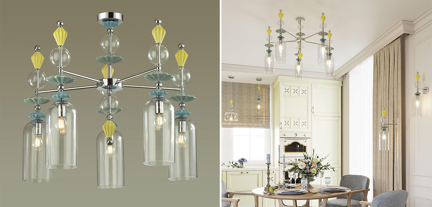 Люстра Iris Glass Chandelier candy 5 chrome Люстра Iris Glass Chandelier candy 5 chrome - Loft-Concept в Грозном