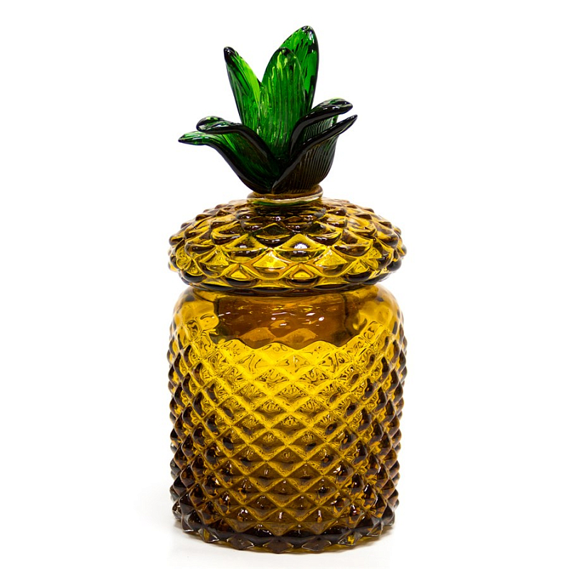 Ваза с крышкой Pineapple Transparent Amber S Янтарь (Amber) Зеленый в Грозном | Loft Concept 