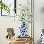 Ваза с бело-синей росписью и изображением цветов Blue & White Ornament варинант исполнения - 5 | Loft Concept в Грозном