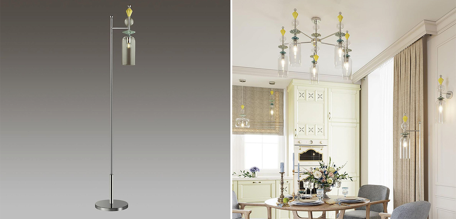 Торшер Iris Glass Floor lamp Candy chrome Торшер Iris Glass Floor lamp Candy chrome - Loft-Concept в Грозном