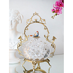 Конфетница с бронзовой ручкой и фарфоровой птичкой на крышке Eden Garden варинант исполнения - 4 | Loft Concept в Грозном