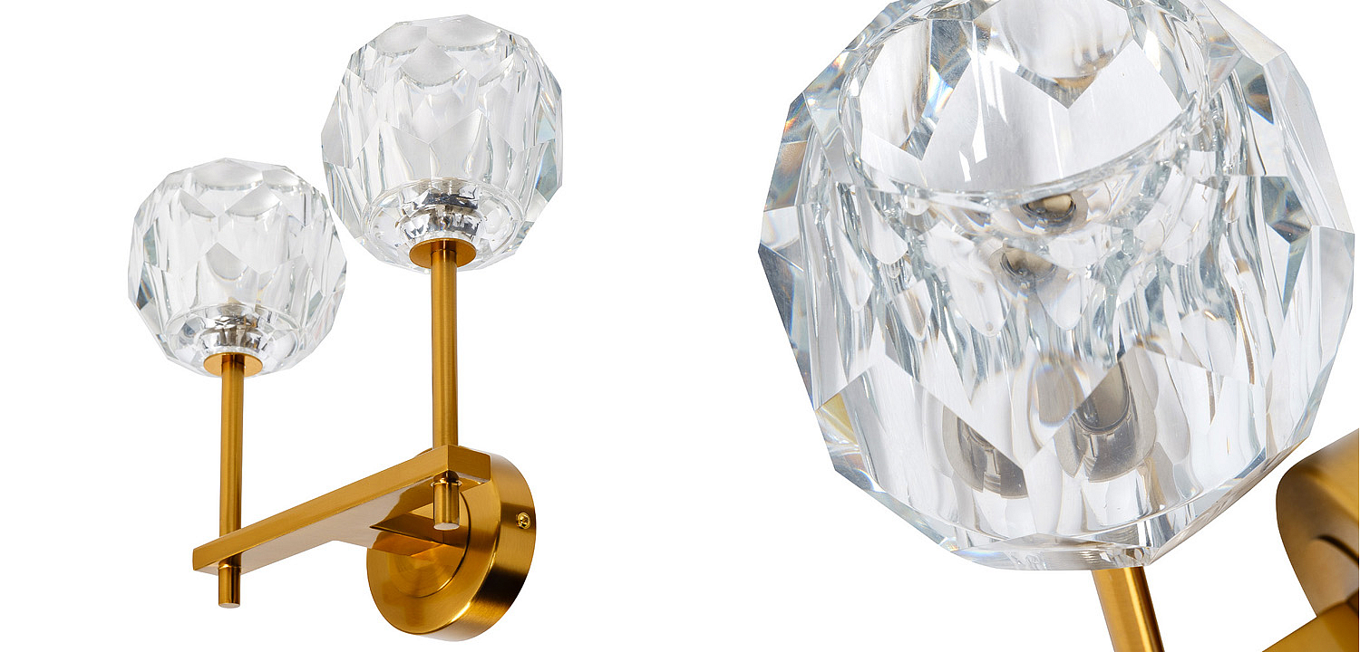 Бра RH Boule de Cristal Double Wall Lamp Gold Бра RH Boule de Cristal Double Wall Lamp Gold - Loft-Concept в Грозном